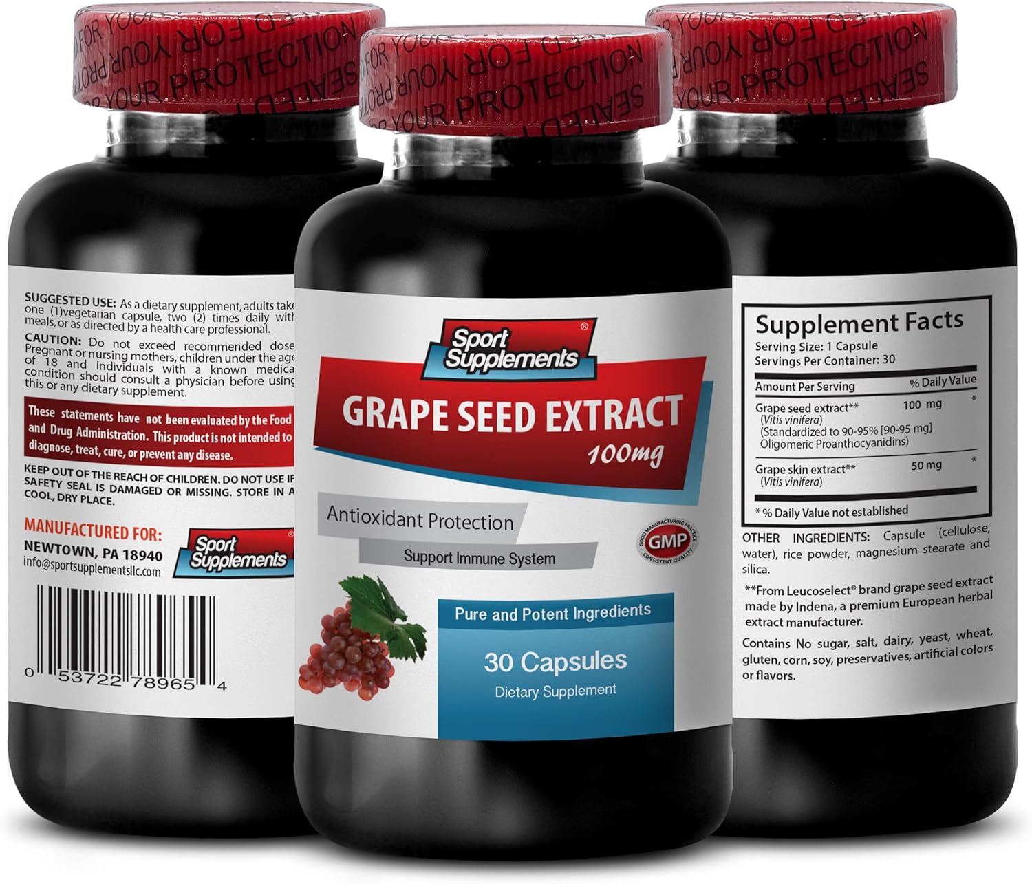 Grape Seed Extract Capsules with Oligomeric Proanthocyanidins for High Blood Pressure Prevention - 90 Capsules