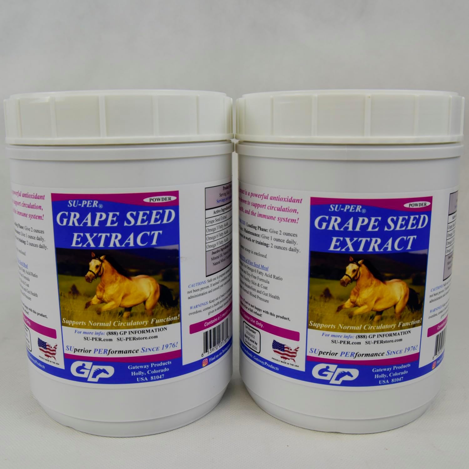 Grape Seed Extract Equine Antioxidant Supplement for Performance Horses - Supports Circulation, Respiratory Health & Immune System - 2.5 lbs (2 Pack)