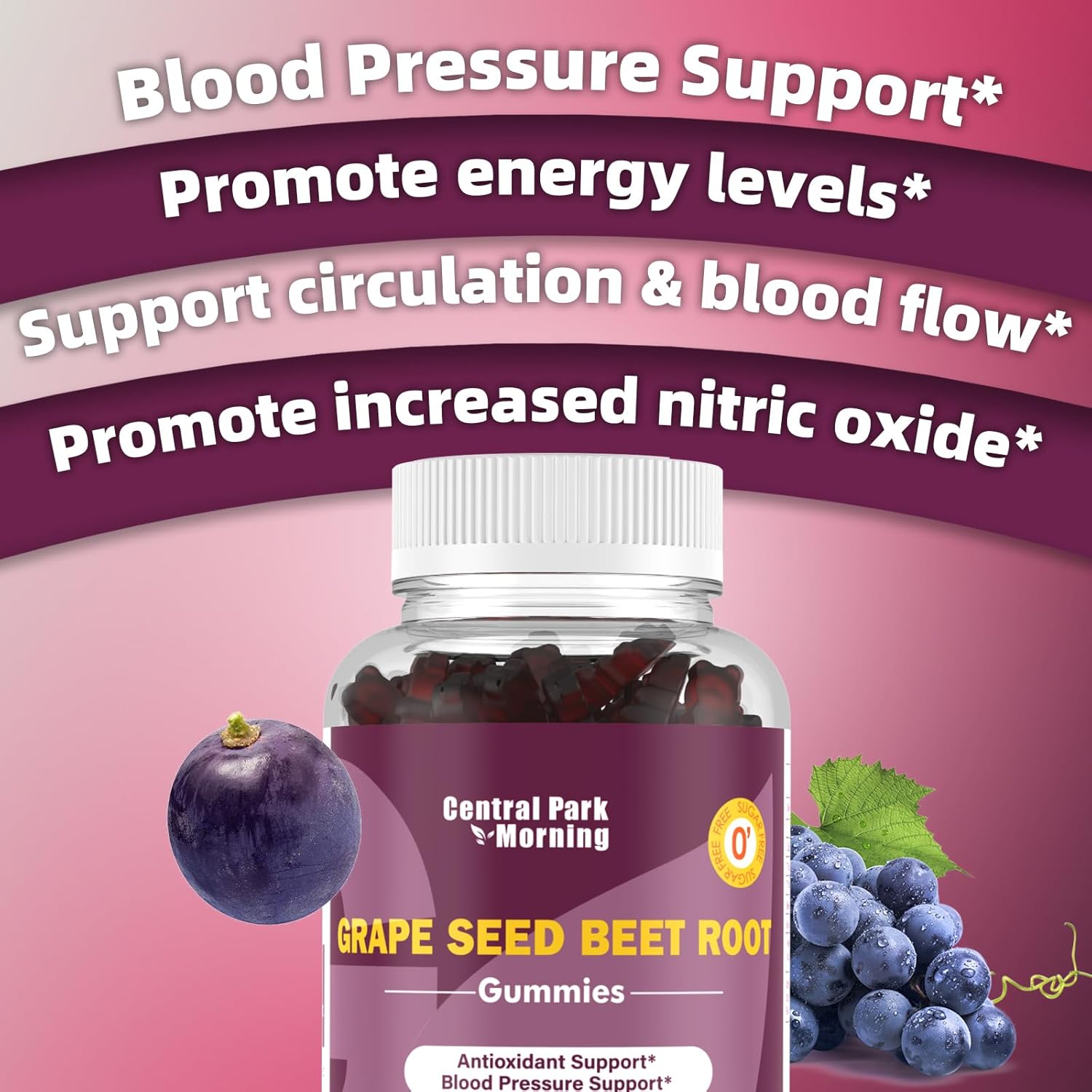 Grape Seed Sugar Beet Energy Gummies for Nitric Oxide and Blood Pressure Support