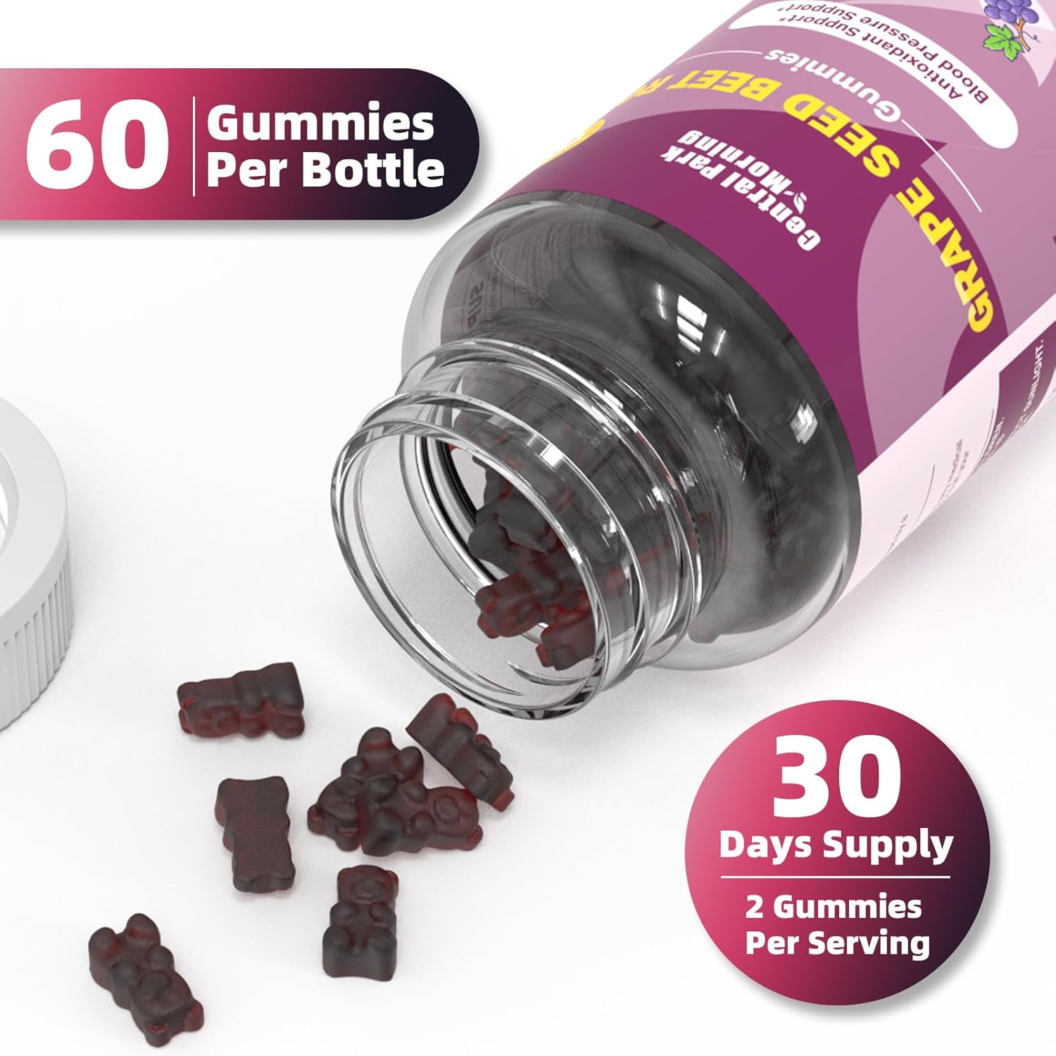 Grape Seed Sugar Beet Energy Gummies for Nitric Oxide and Blood Pressure Support