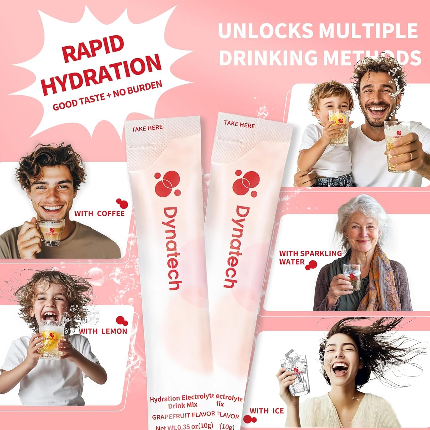 Grapefruit Electrolyte Drink Mix - Zero Sugar Hydration Powder Packets with 10 Electrolytes & Vitamins | Non-GMO, Gluten Free, Vegan - 32 Servings