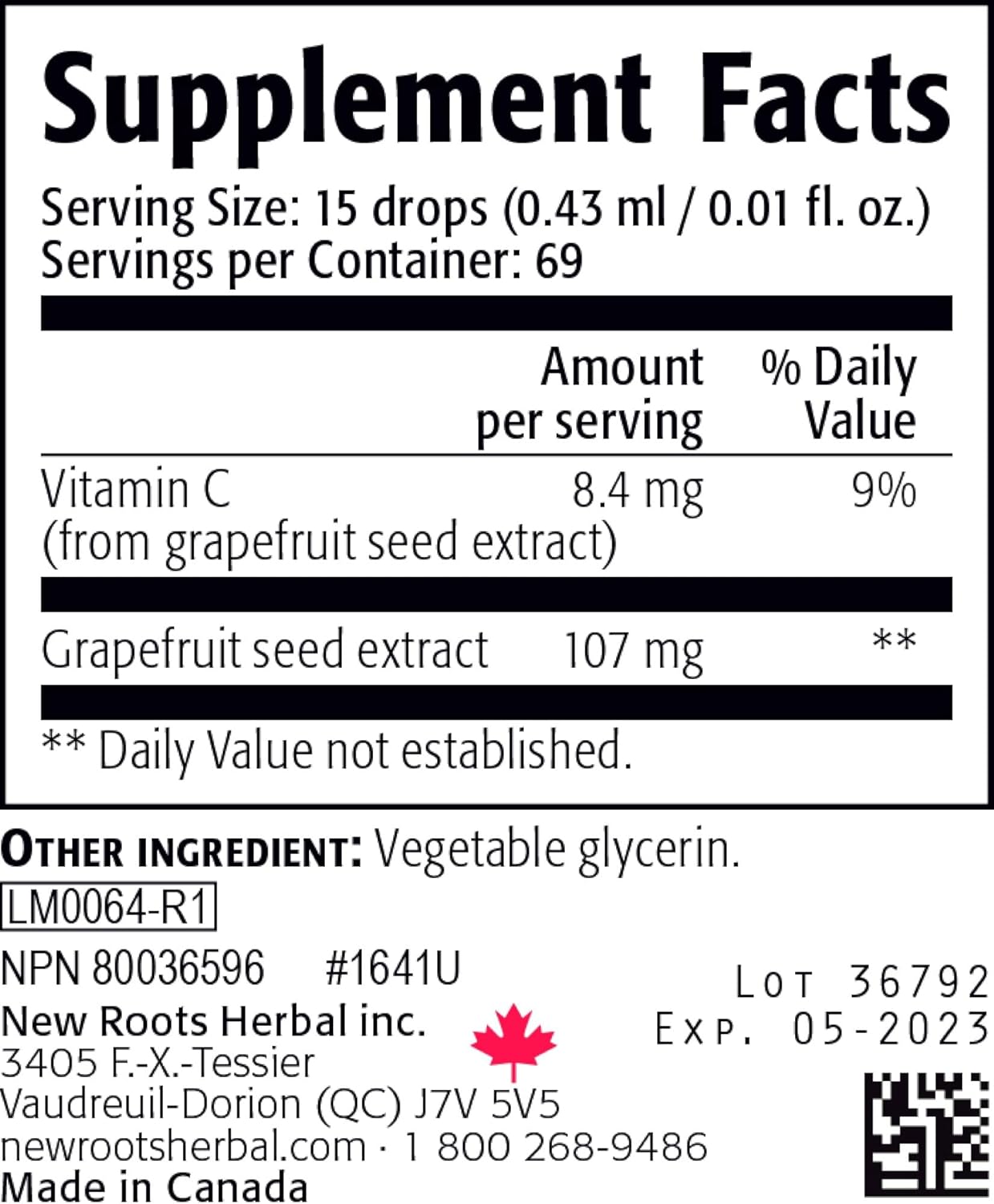 Grapefruit Seed Extract Liquid Concentrate (30 ml) by NEW ROOTS HERBAL - Supports Overall Health, Gluten Free, Non-GMO