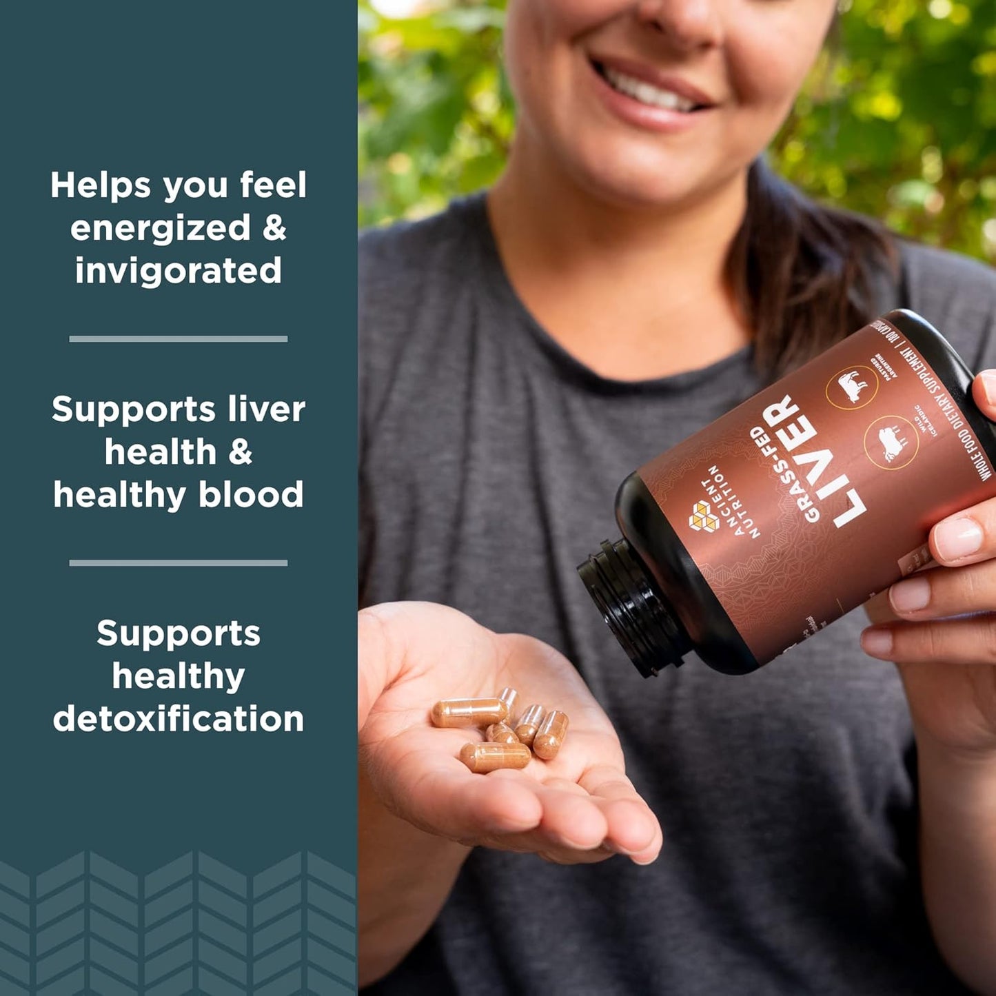 Grass-Fed and Wild Organ Complex Capsules by Ancient Nutrition - Beef & Lamb Liver Supplement for Healthy Blood, Gut, and Liver - 180 Ct