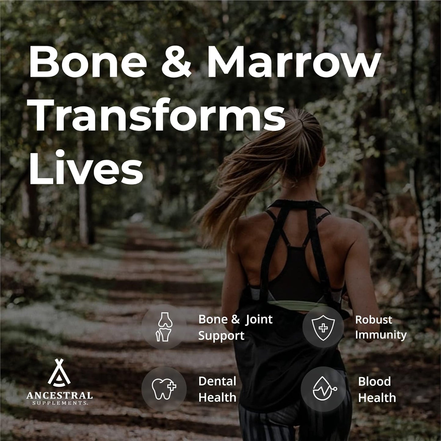Grass Fed Beef Bone and Marrow Supplement for Skin, Oral Health, and Joint Support - 3000mg, Non GMO Whole Bone Extract - 180 Capsules