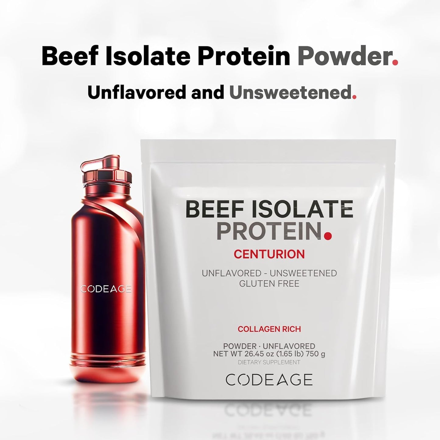Grass-Fed Beef Isolate Protein Powder with 20 Amino Acids & Collagen - Athletes & Sports - Unflavored Carnivore Protein - BCAA & EAA Supplement - Gluten-Free - 26.45 oz