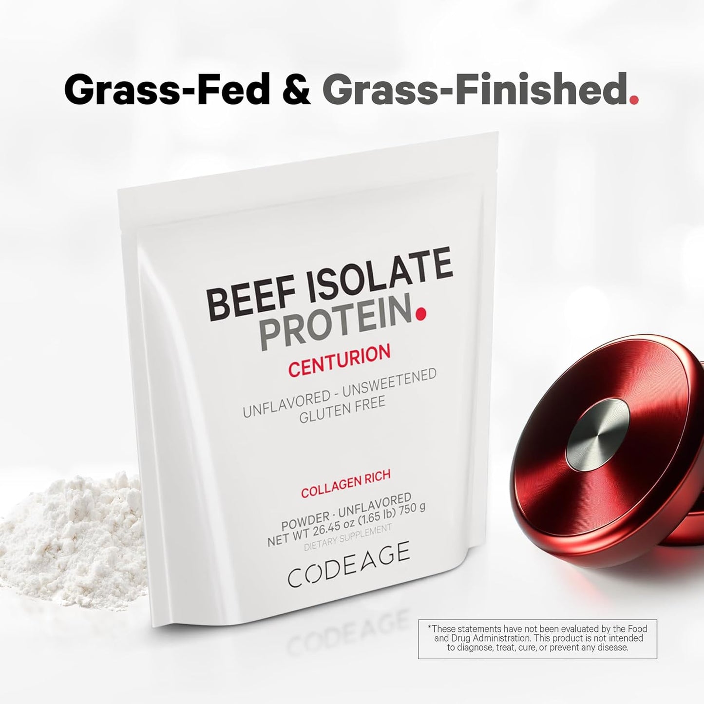 Grass-Fed Beef Isolate Protein Powder with 20 Amino Acids & Collagen - Athletes & Sports - Unflavored Carnivore Protein - BCAA & EAA Supplement - Gluten-Free - 26.45 oz