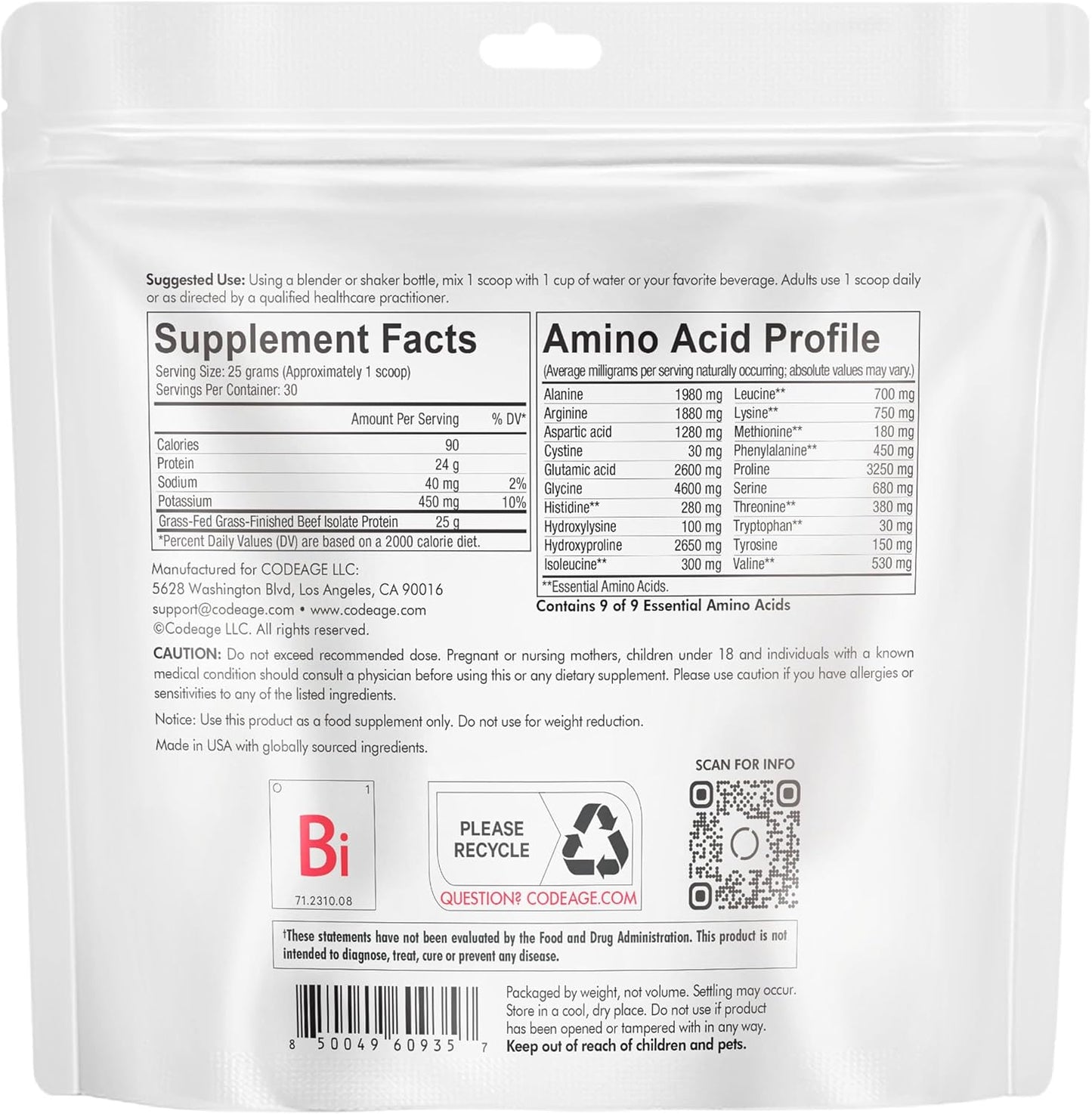 Grass-Fed Beef Isolate Protein Powder with 20 Amino Acids & Collagen - Athletes & Sports - Unflavored Carnivore Protein - BCAA & EAA Supplement - Gluten-Free - 26.45 oz