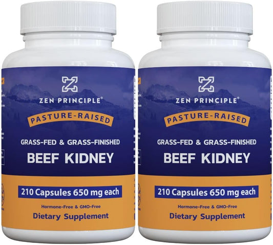 Grass Fed Beef Kidney Supplement, 420 Capsules, 3250mg - Rich in Selenium, B12, and DAO Enzyme for Histamine and Thyroid Health