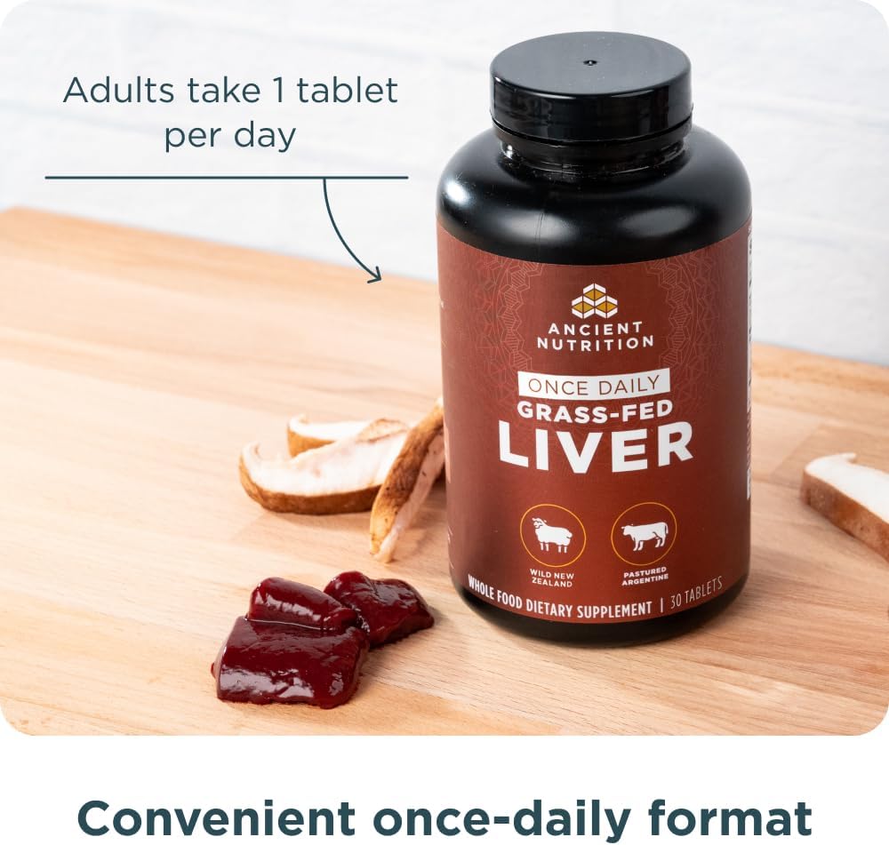 Grass-Fed Beef & Lamb Organ Complex Capsules for Healthy Blood, Gut, and Liver - Ancient Nutrition Organ Supplements, 30 Ct