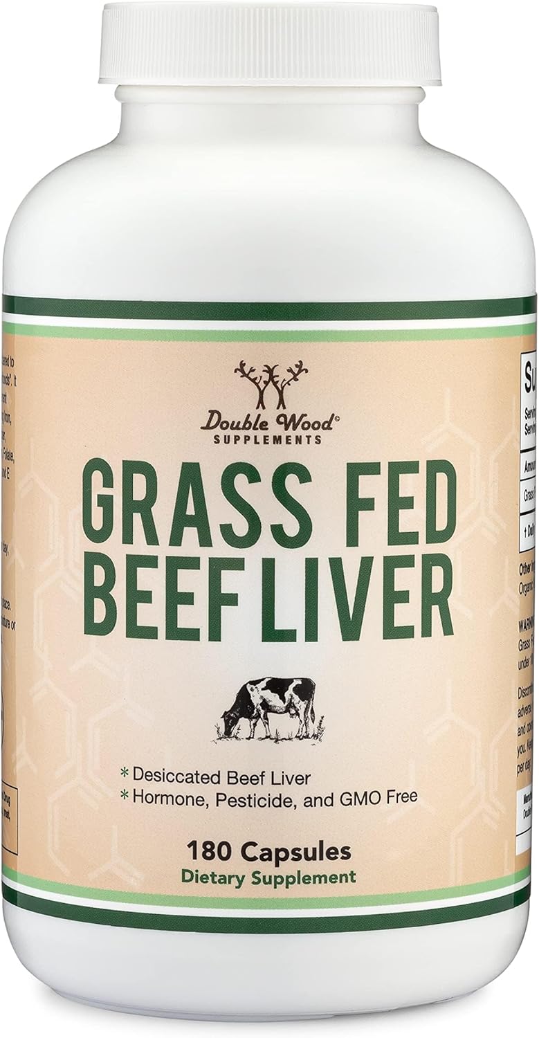 Grass Fed Beef Liver Capsules - 1,000mg, 180 Capsules, 3 Month Supply - Digestion, Immune Health, Energy, Wellness - Double Wood