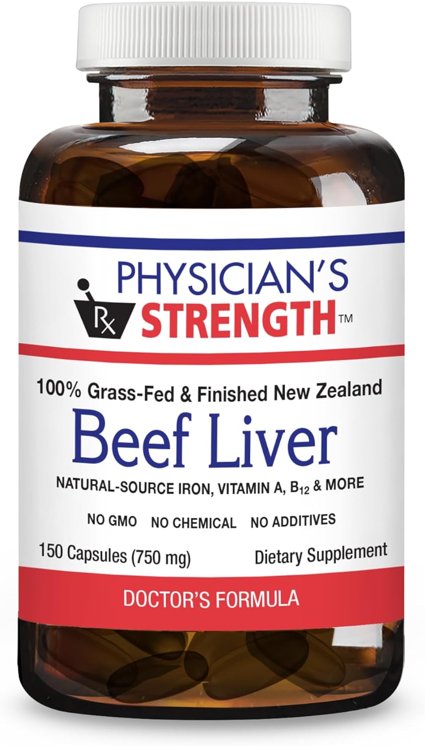 Grass-Fed Beef Liver Capsules - 150 Count - Rich in Iron, Vitamin A & B12 - Non-GMO with No Additives - 30 Servings