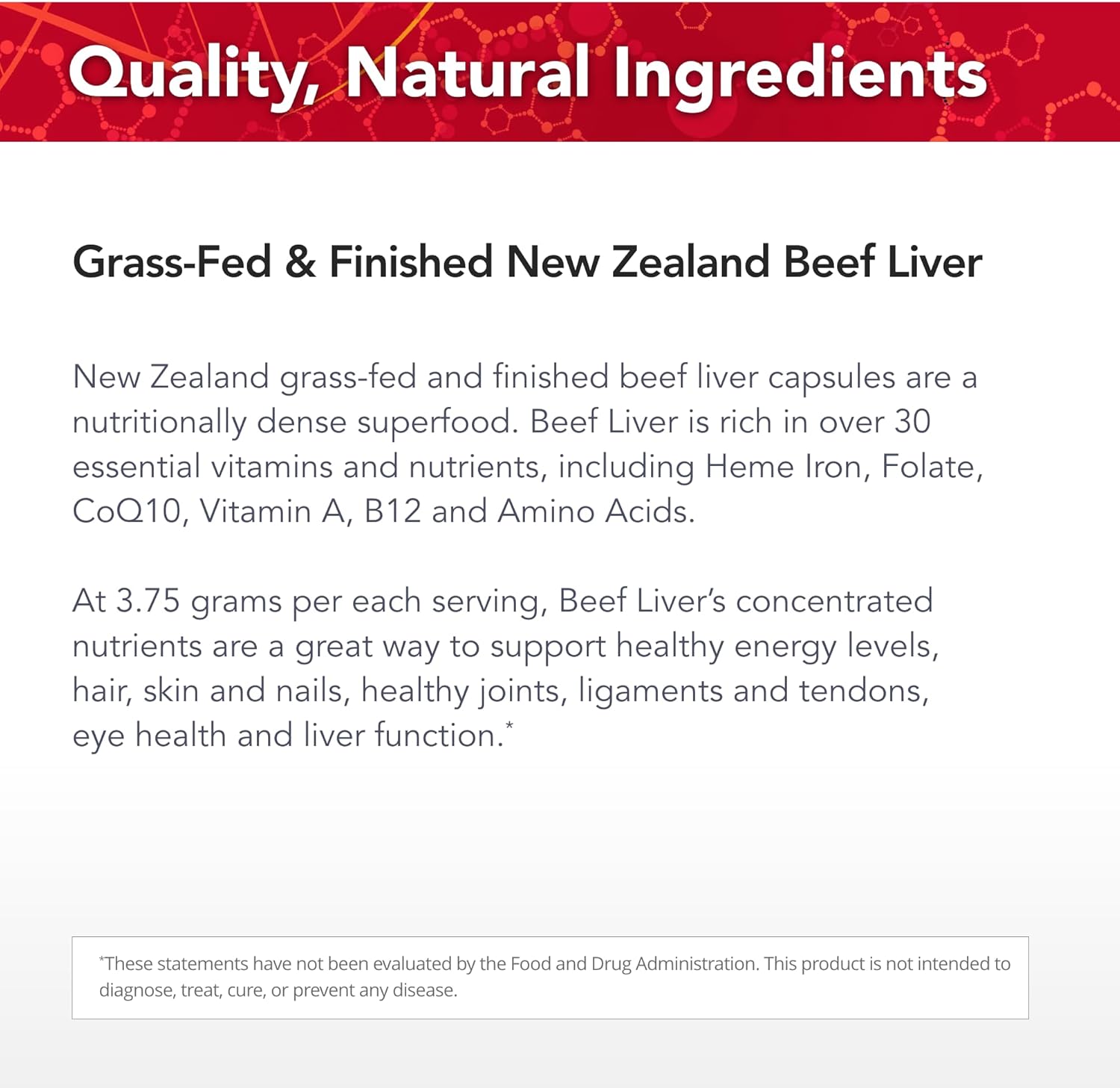 Grass-Fed Beef Liver Capsules - 150 Count - Rich in Iron, Vitamin A & B12 - Non-GMO with No Additives - 30 Servings
