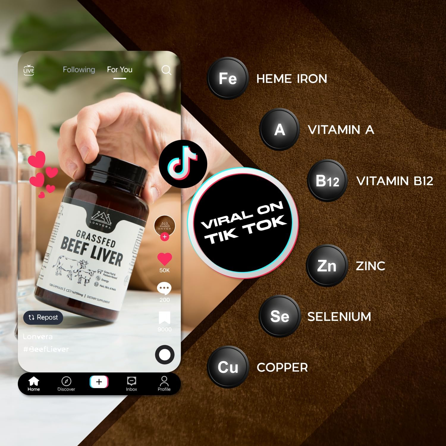 Grass Fed Beef Liver Capsules - 3000mg, 120 Count - Freeze Dried Liver Supplement with 30 Servings