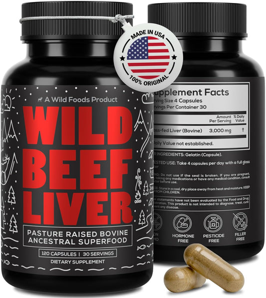 Grass-Fed Beef Liver Capsules - 3000mg Ancestral Supplement for Energy & Immune Support - Organ Supplement for Men & Women - Keto, Paleo, Carnivore - 120 Softgels
