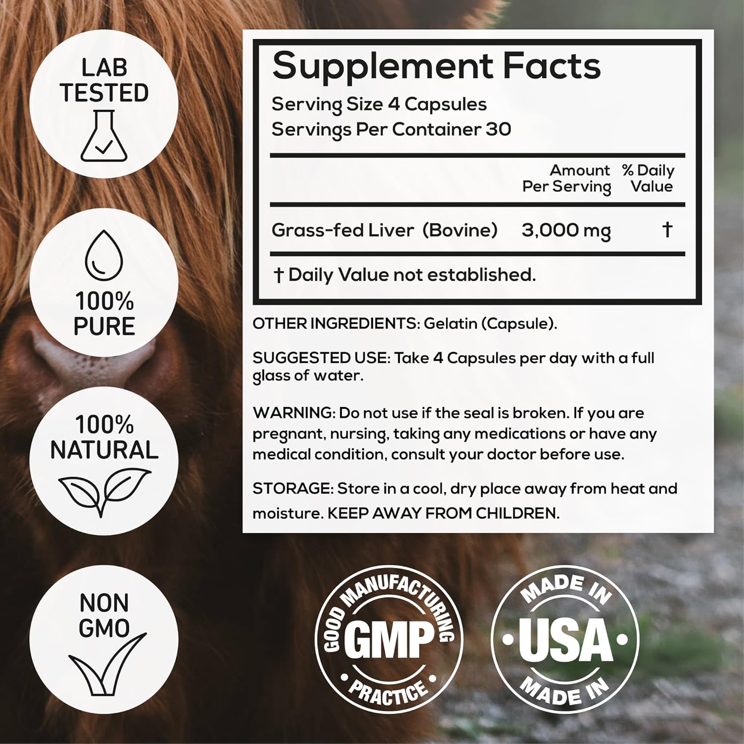 Grass-Fed Beef Liver Capsules - 3000mg Ancestral Supplement for Energy & Immune Support - Organ Supplement for Men & Women - Keto, Paleo, Carnivore - 120 Softgels