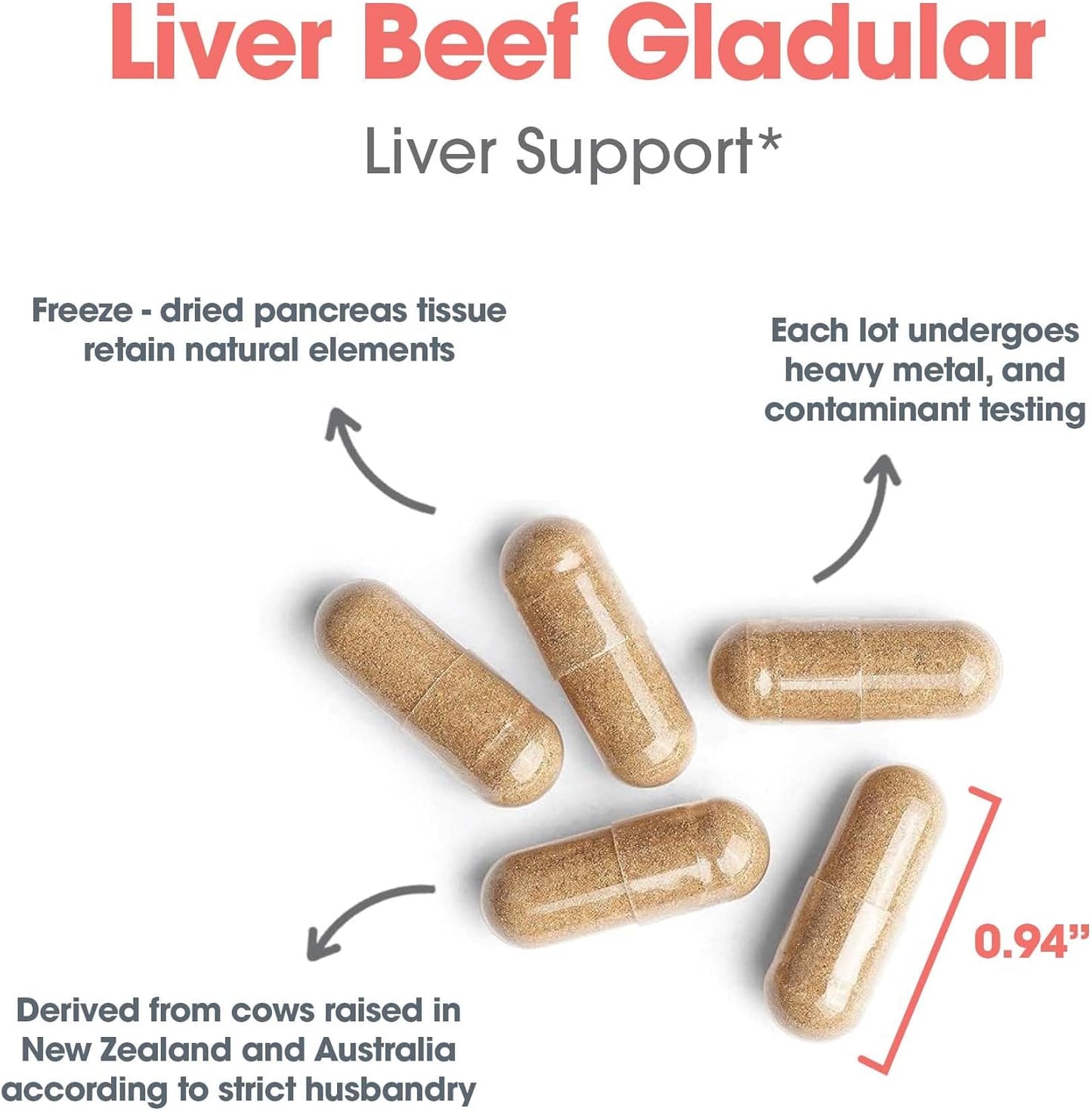 Grass-fed Beef Liver Capsules - Glandular Liver Support Supplement 1000mg, 125 Count