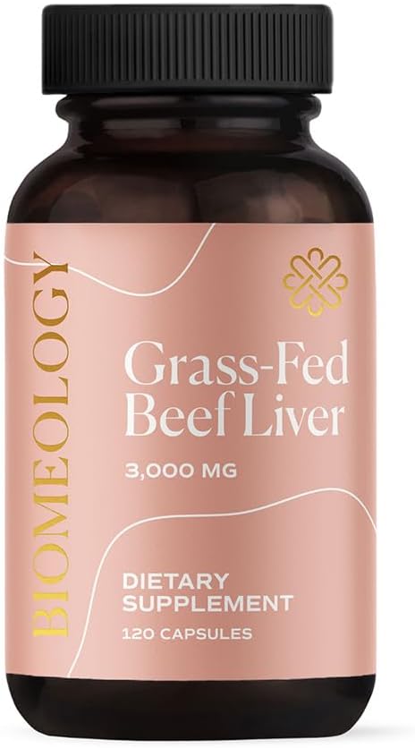Grass-Fed Beef Liver Capsules (120 Pills, 750mg) for Wellness & Fertility - High in B12, CoQ10, B Vitamins & Amino Acids
