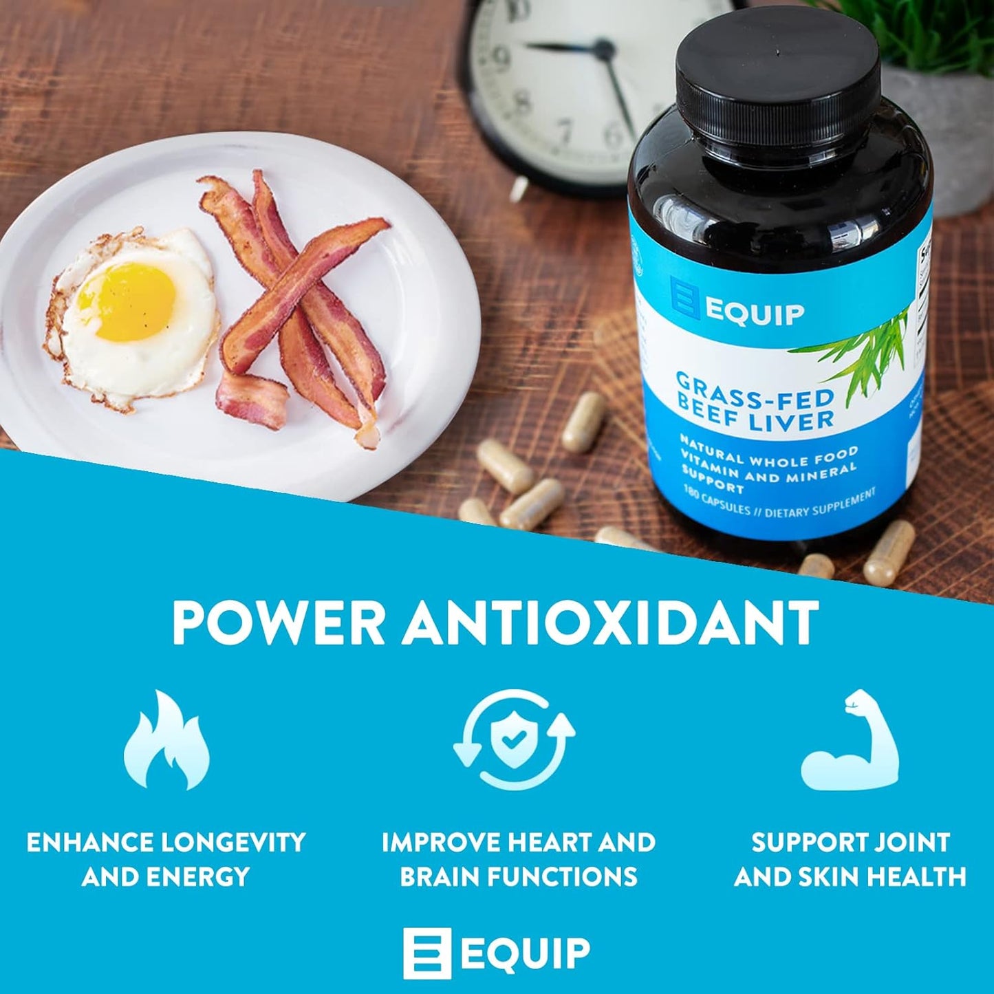 Grass-Fed Beef Liver Capsules and Prime Protein Powder Vanilla by Equip Foods