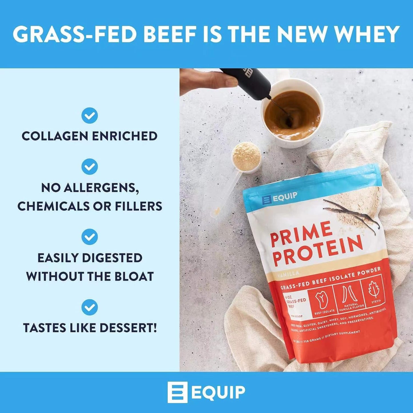 Grass-Fed Beef Liver Capsules and Prime Protein Powder Vanilla by Equip Foods