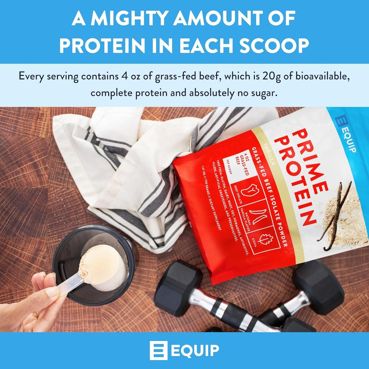 Grass-Fed Beef Liver Capsules and Prime Protein Powder Vanilla by Equip Foods