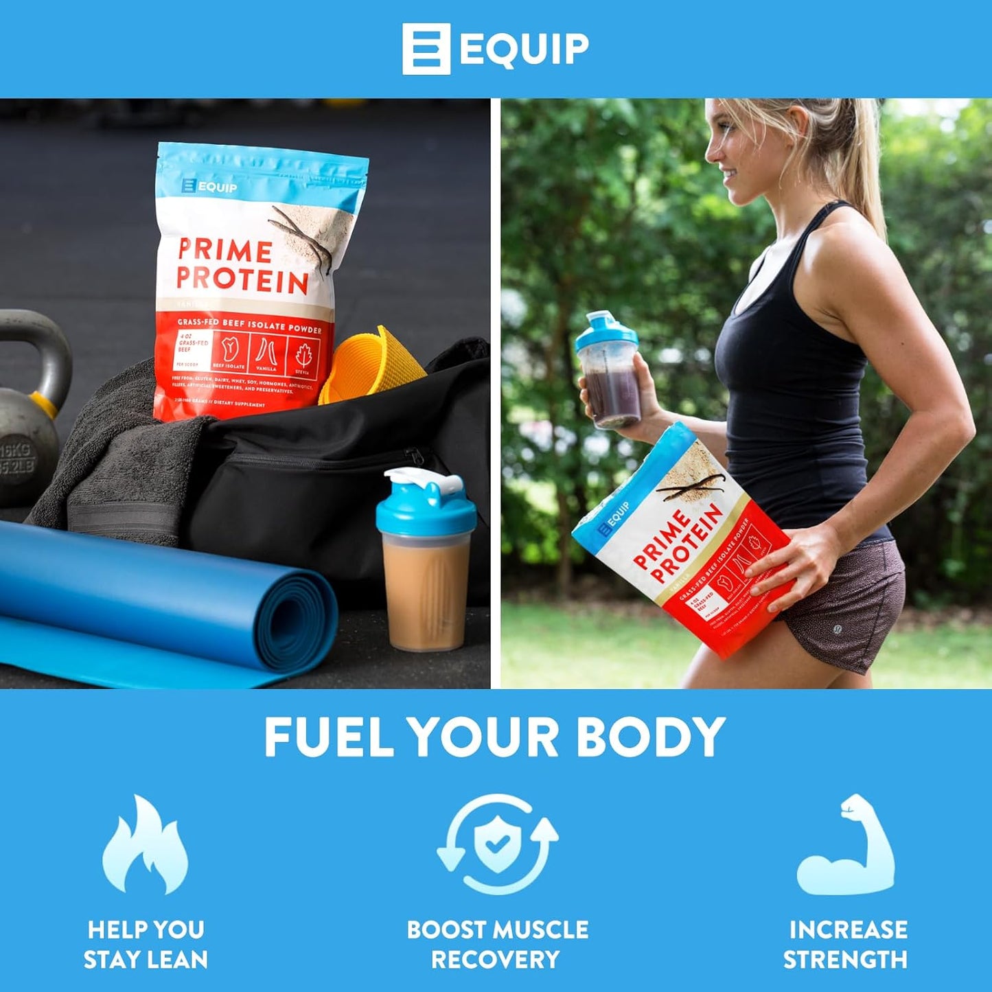 Grass-Fed Beef Liver Capsules and Prime Protein Powder Vanilla by Equip Foods