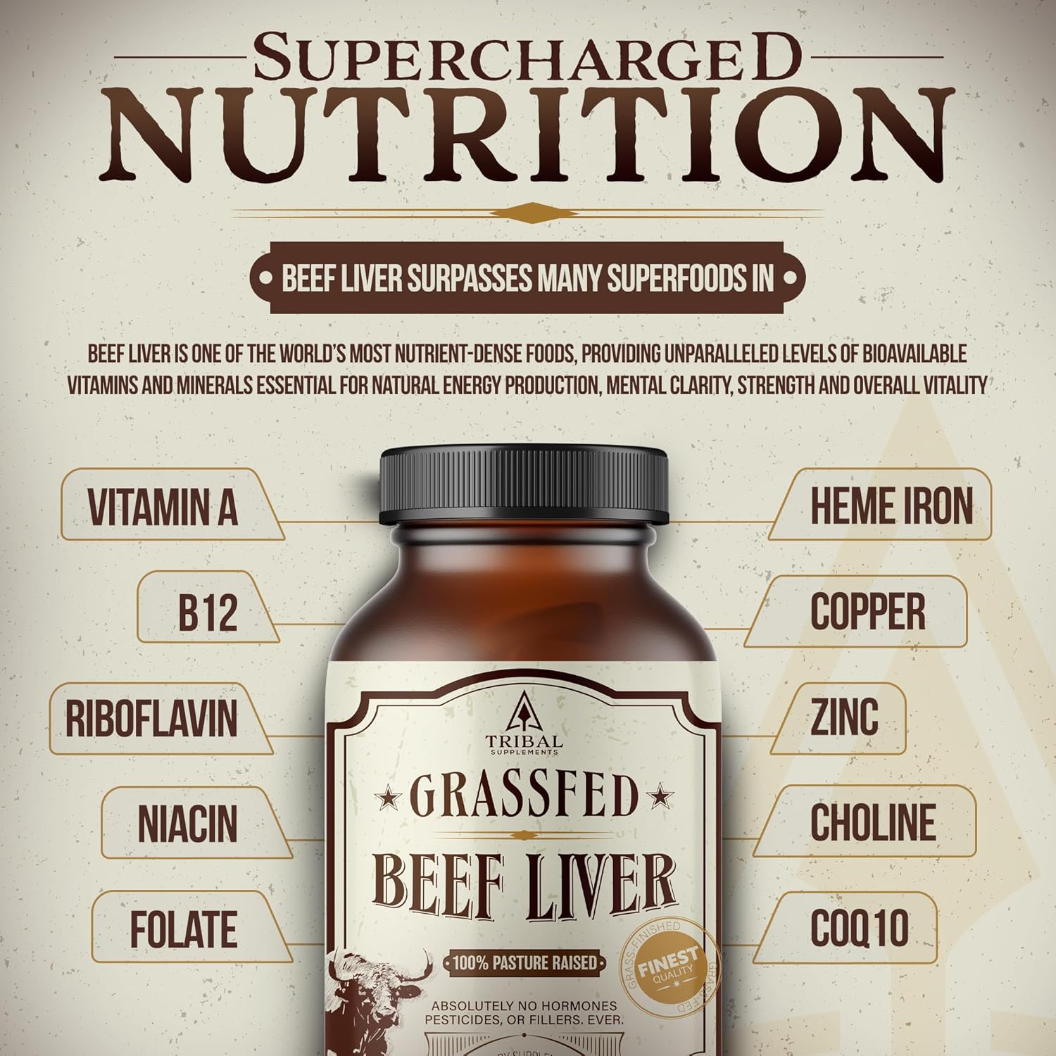 Grass Fed Beef Liver Capsules for Energy, Clarity & Mood - 45 Day Supply, 100% Pasture-Raised & Hormone-Free - 180 Pills