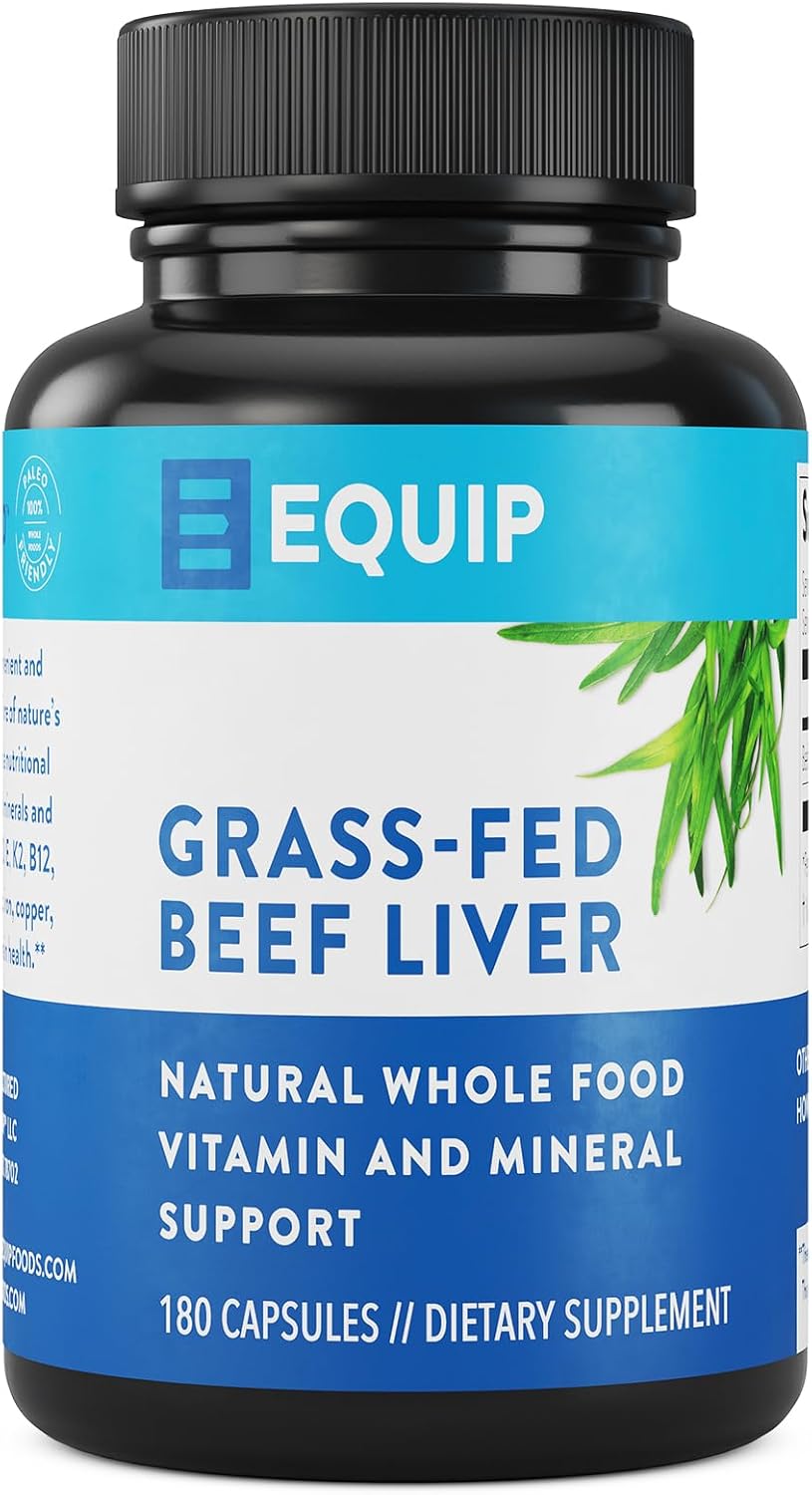 Grass-Fed Beef Liver Capsules for Heart, Brain, and Digestive Health - 180 Capsules, 30 Servings