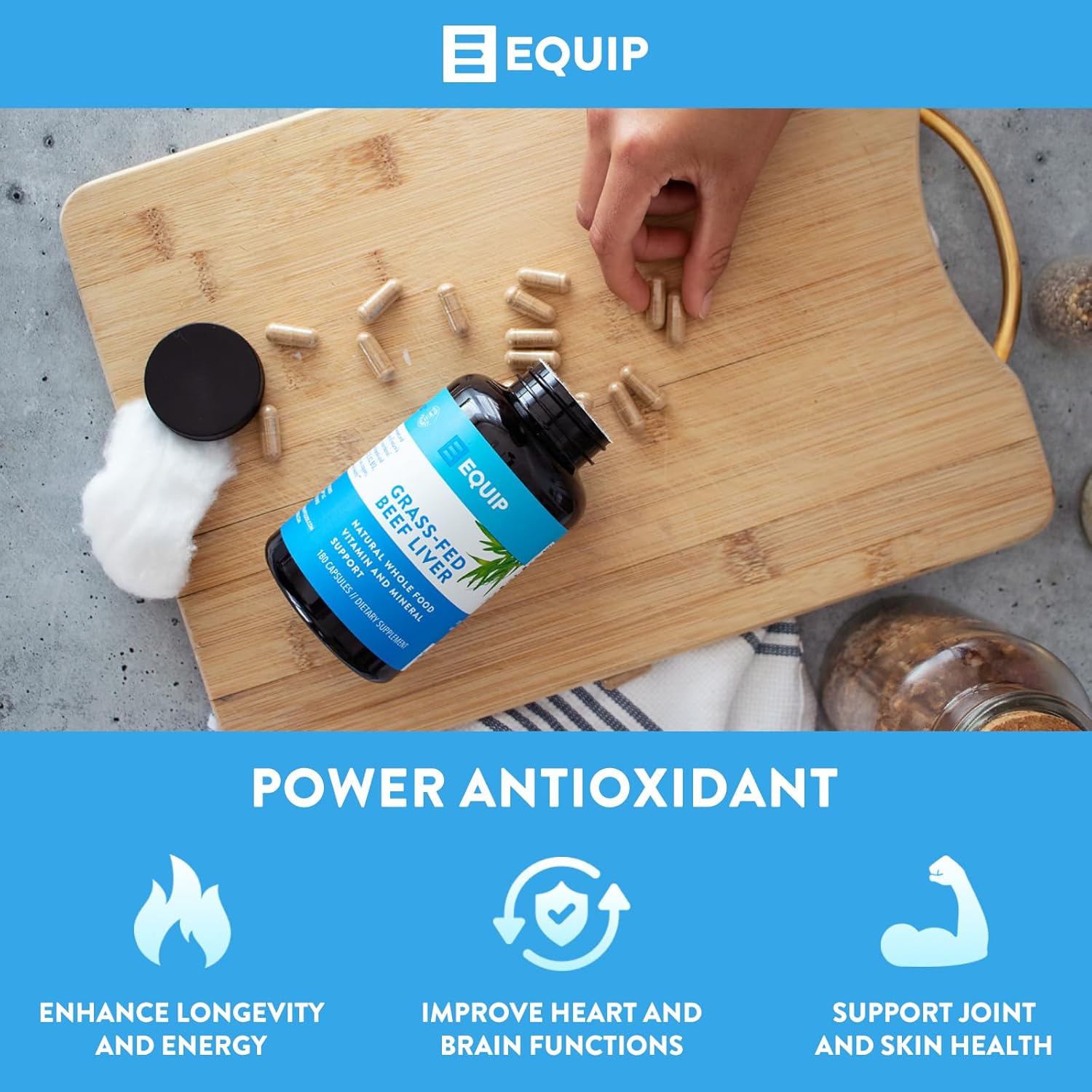 Grass-Fed Beef Liver Capsules for Heart, Brain, and Digestive Health - 180 Capsules, 30 Servings