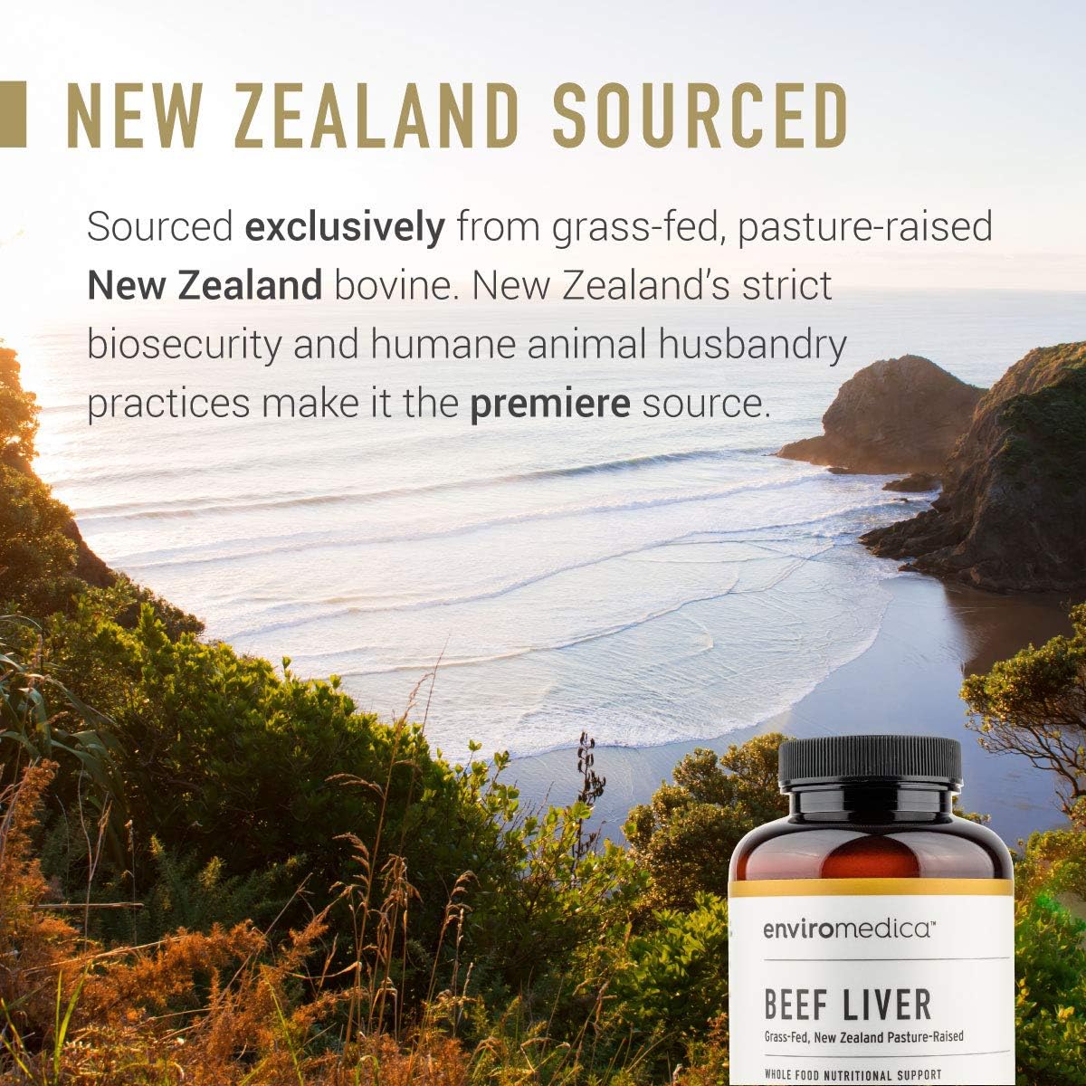 Grass-Fed Beef Liver Capsules for Natural Energy Boost (180ct) from New Zealand Bovine - Enviromedica Freeze Dried with Preformed Vitamin A