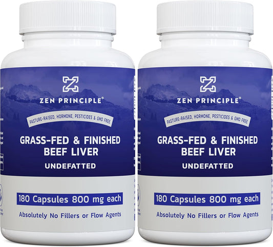 Grass-Fed Beef Liver Supplement, Natural Energy Source with Iron & Protein, 360 Capsules, Non-GMO & Hormone-Free