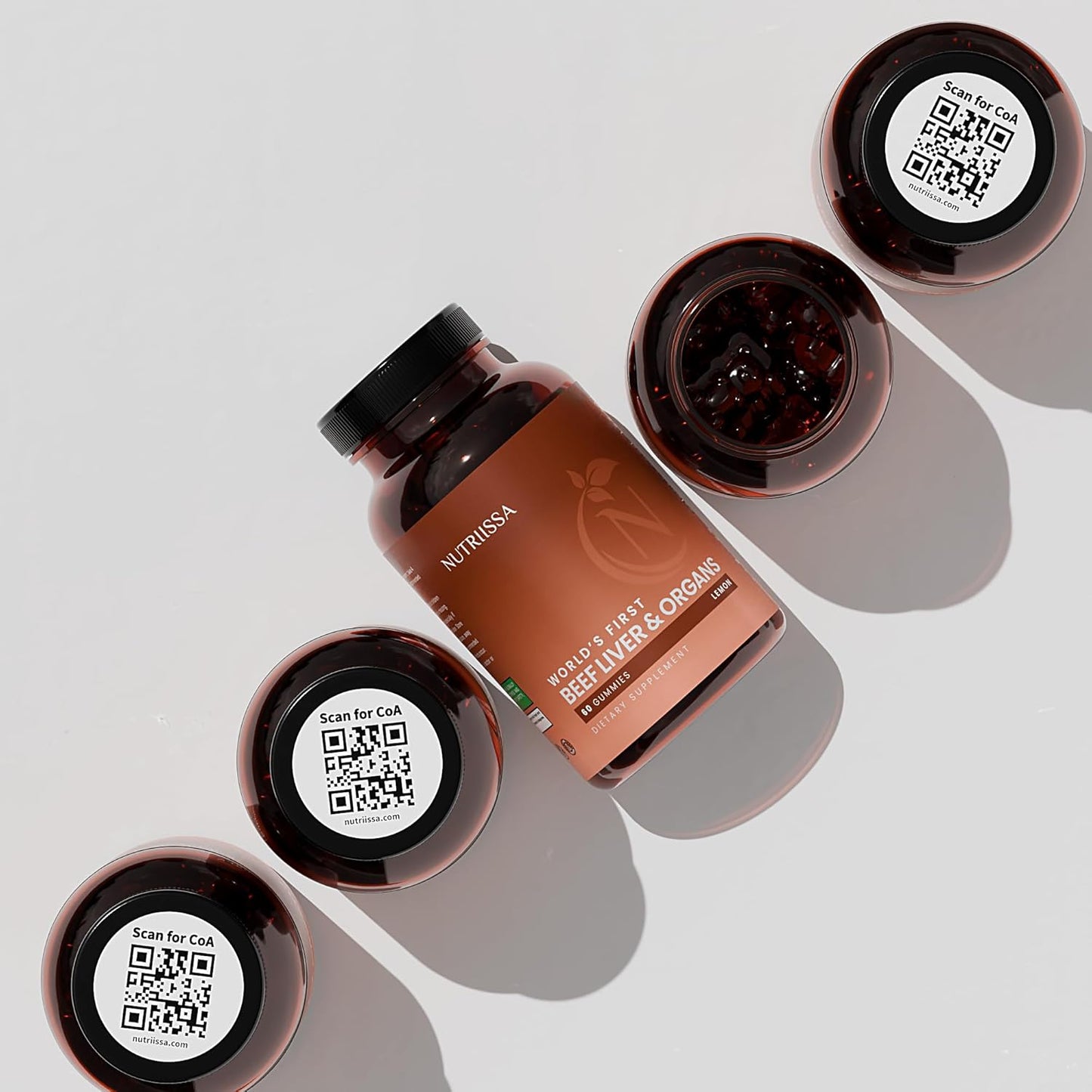 Grass-Fed Beef Organ Gummies with Liver, Heart, Kidney, Pancreas & Spleen - Nutrient-Rich Support - Certified EPEB - 60 Lemon Flavored Gummies