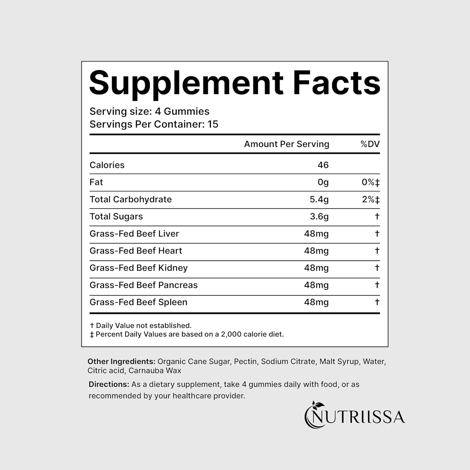 Grass-Fed Beef Organ Gummies with Liver, Heart, Kidney, Pancreas & Spleen - Nutrient-Rich Support - Certified EPEB - 60 Lemon Flavored Gummies