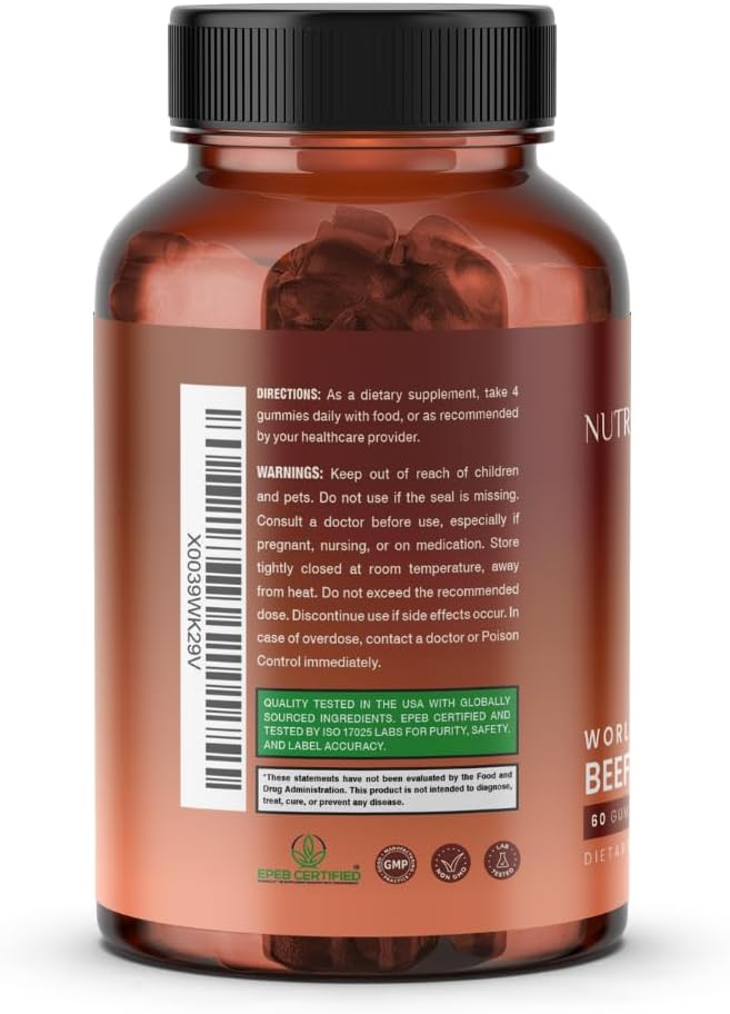 Grass-Fed Beef Organ Gummies with Liver, Heart, Kidney, Pancreas & Spleen - Nutrient-Rich Support - Certified EPEB - 60 Lemon Flavored Gummies