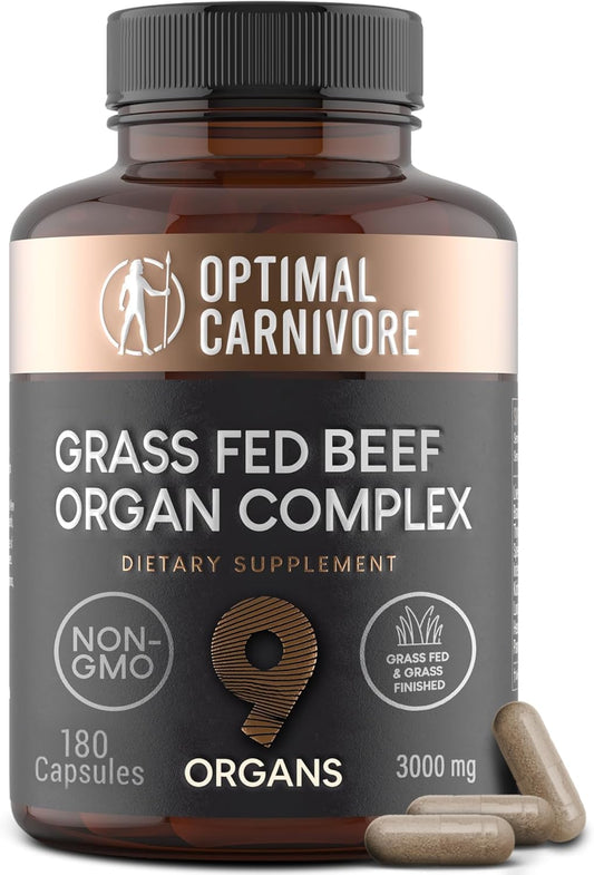 Grass-Fed Beef Organ Supplement for Men & Women - 9 Organ Complex, Including Liver, Brain, Thymus, Lung, Gallbladder