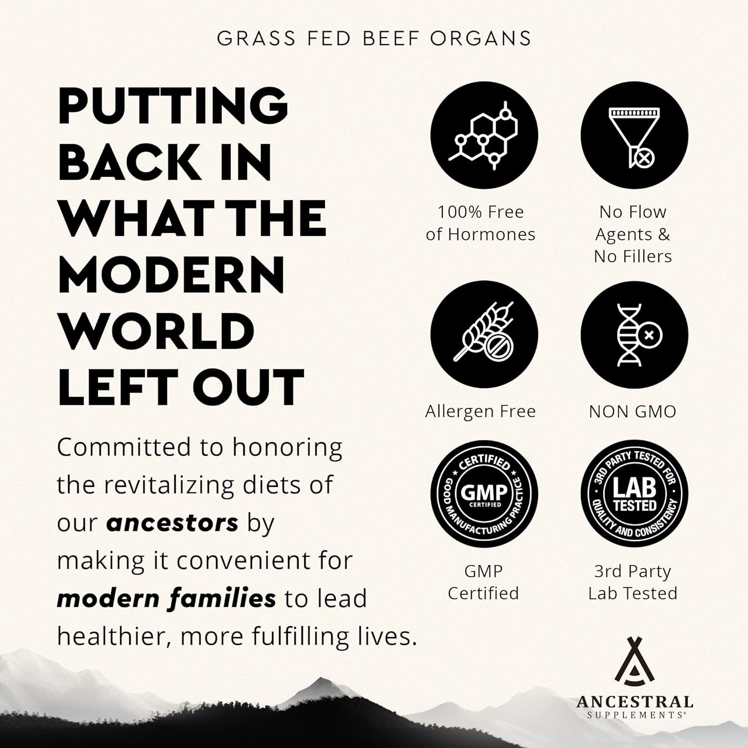 Grass Fed Beef Organ Supplement for Whole Body Wellness - Liver, Heart, Kidney, Pancreas, Spleen - Non-GMO, 180 Capsules