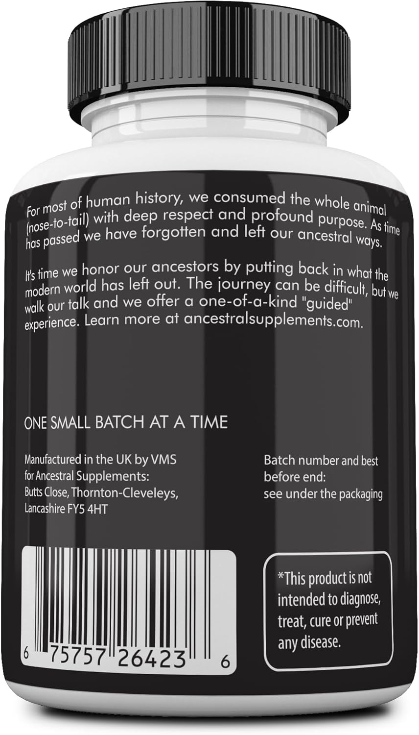 Grass Fed Beef Organ Supplement for Whole Body Wellness - Liver, Heart, Kidney, Pancreas, Spleen - Non-GMO, 180 Capsules