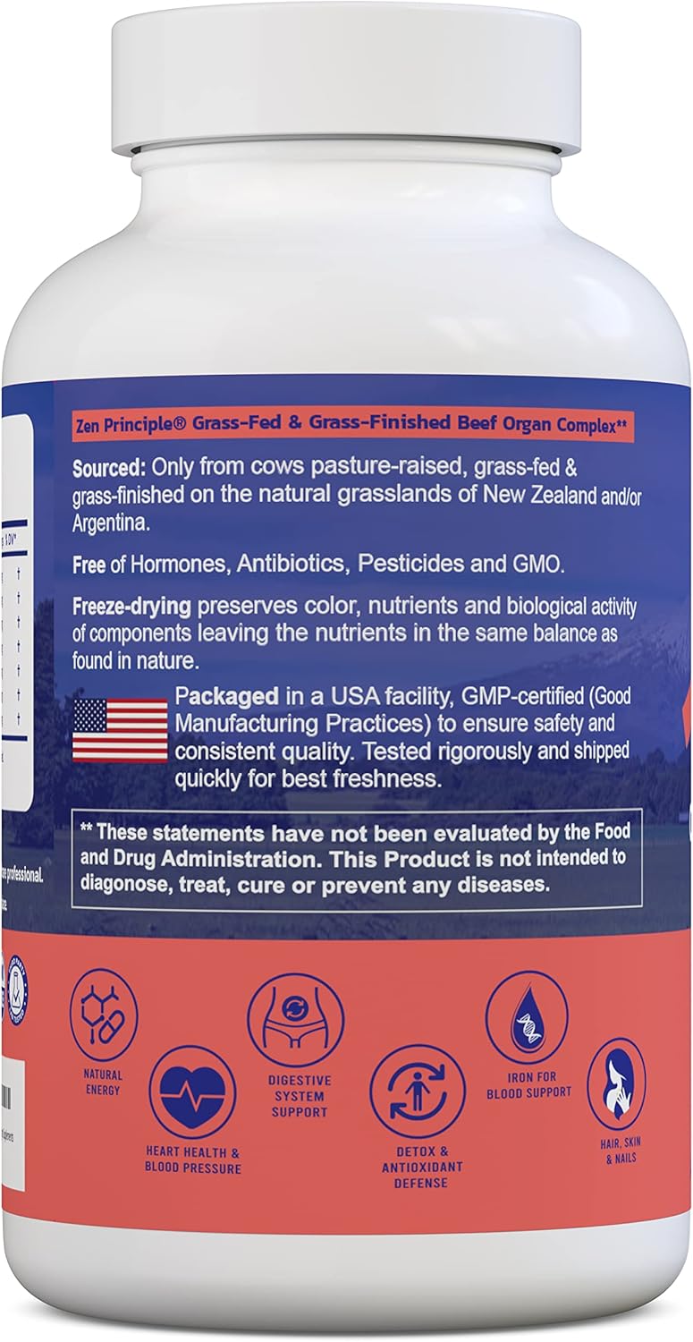 Grass Fed Beef Organ Supplements - Desiccated Liver, Heart, Kidney, Pancreas, Spleen, Intestine, Tripe/Stomach - Zen Principle