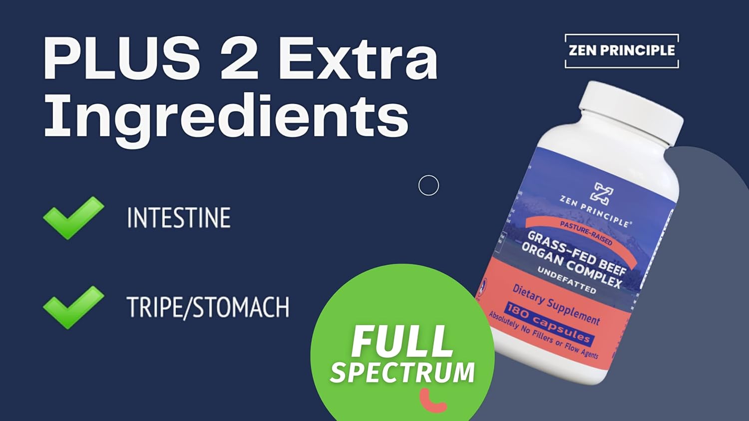 Grass Fed Beef Organ Supplements - Desiccated Liver, Heart, Kidney, Pancreas, Spleen, Intestine, Tripe/Stomach - Zen Principle