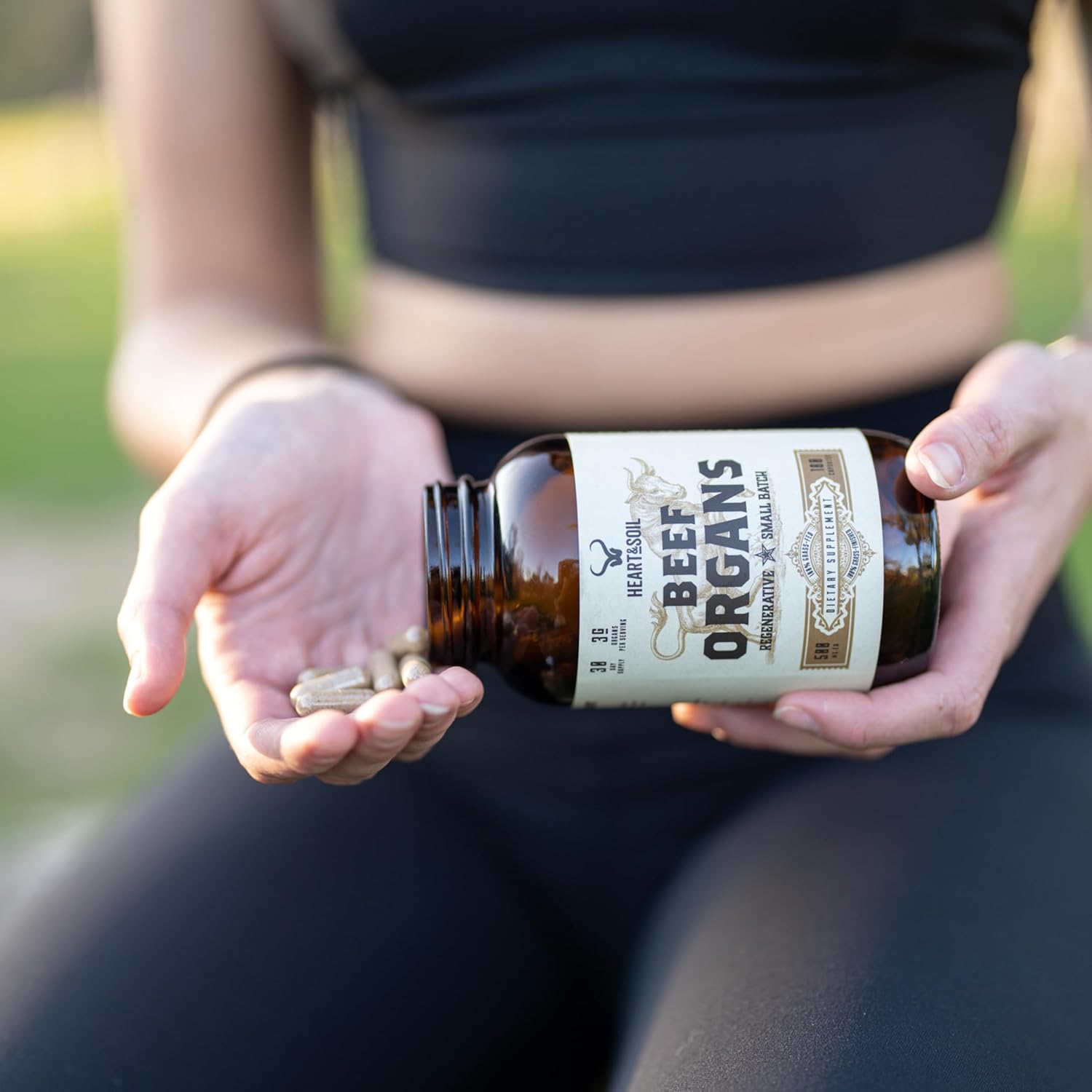 Grass-Fed Beef Organs Complex - Liver, Heart, Kidney, Pancreas, Spleen - Nose to Tail Nutrition - 180 Capsules