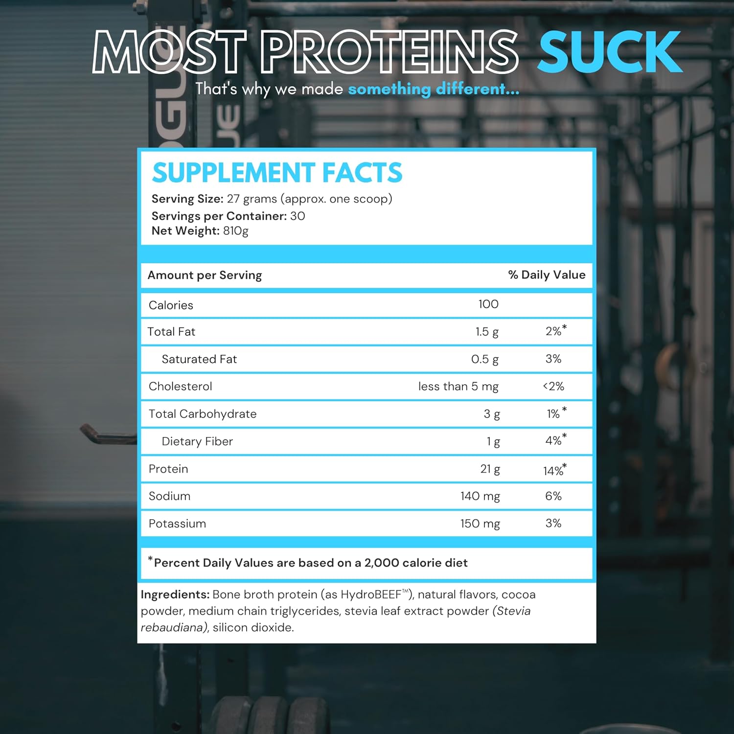 Grass Fed Bone Broth Beef Protein Powder with Collagen Peptides - 21g Protein - Gut, Keto, Paleo Friendly - Chocolate Flavor - 30 Servings