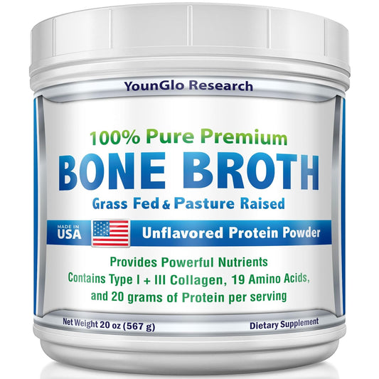 Grass Fed Bovine Bone Broth Beef Protein Powder 20 oz - High Collagen & Gelatin, Unflavored Keto Concentrate for Soups & Broths