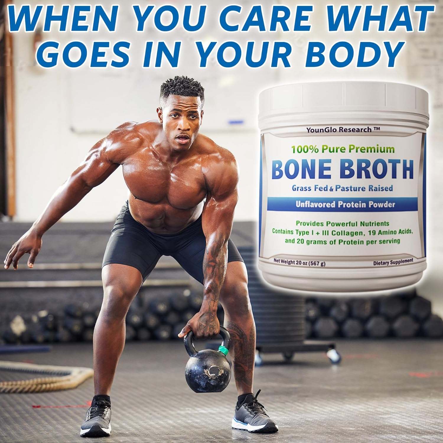 Grass Fed Bovine Bone Broth Beef Protein Powder 20 oz - High Collagen & Gelatin, Unflavored Keto Concentrate for Soups & Broths