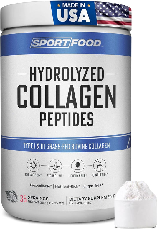 Grass-Fed Bovine Collagen Peptides Powder for Gut Health, Joints, Hair, Skin & Nails - Type 1 & III Supplement - 12.35 Oz