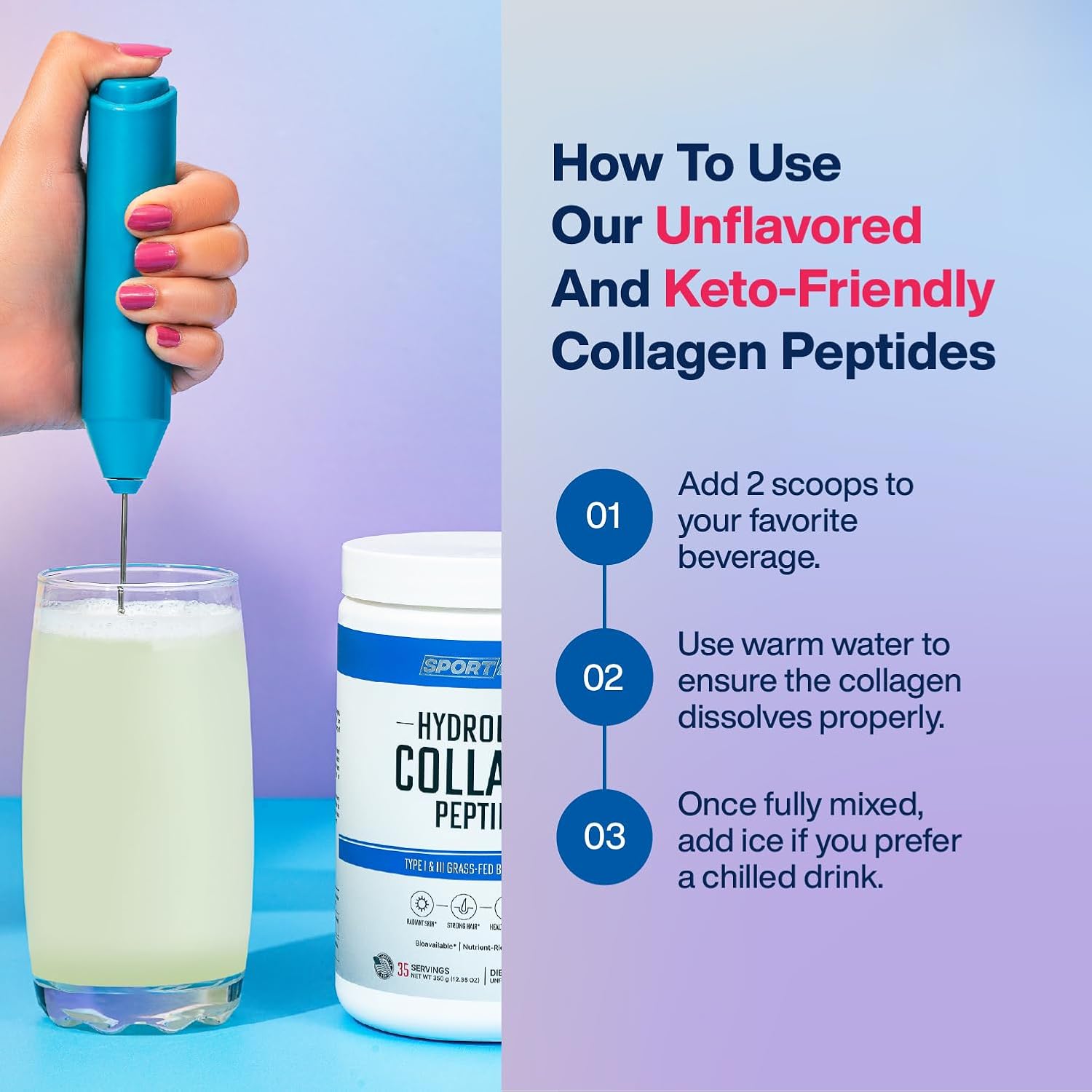 Grass-Fed Bovine Collagen Peptides Powder for Gut Health, Joints, Hair, Skin & Nails - Type 1 & III Supplement - 12.35 Oz