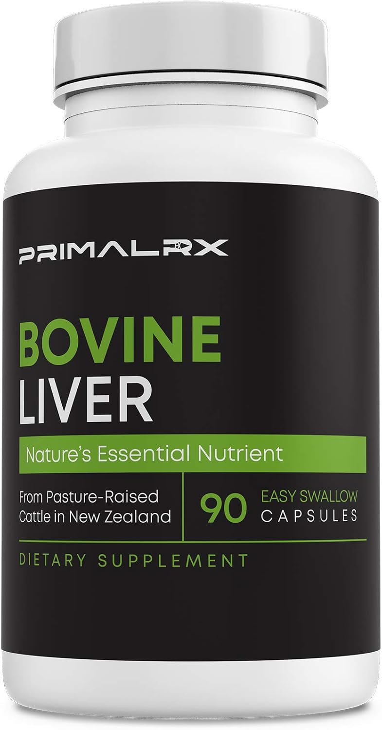 Grass-Fed Bovine Liver Capsules: Vitamin A, B12, Choline, Heme Iron Supplements - 90 Capsules