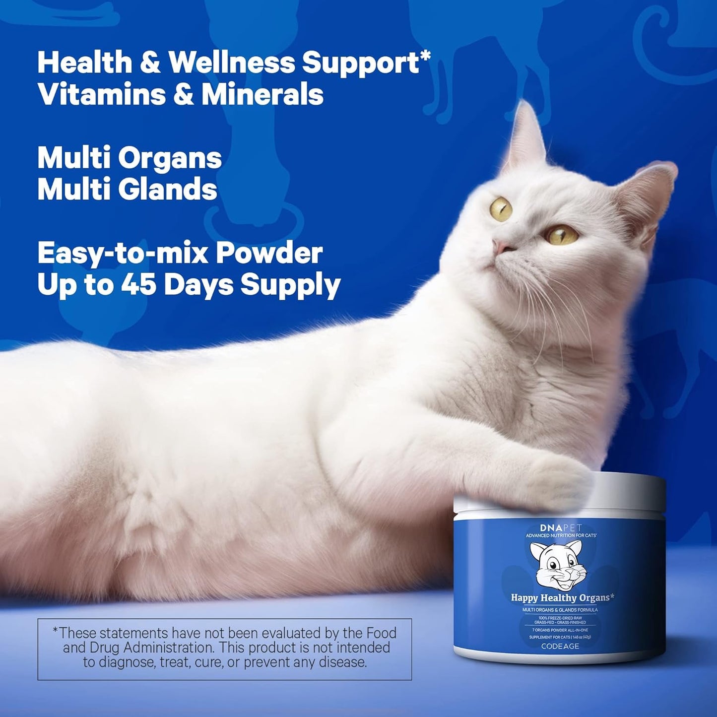 Grass-Fed Bovine Organ Supplement for Cats with Vitamins & Minerals for Healthy Joints - 1.48 oz