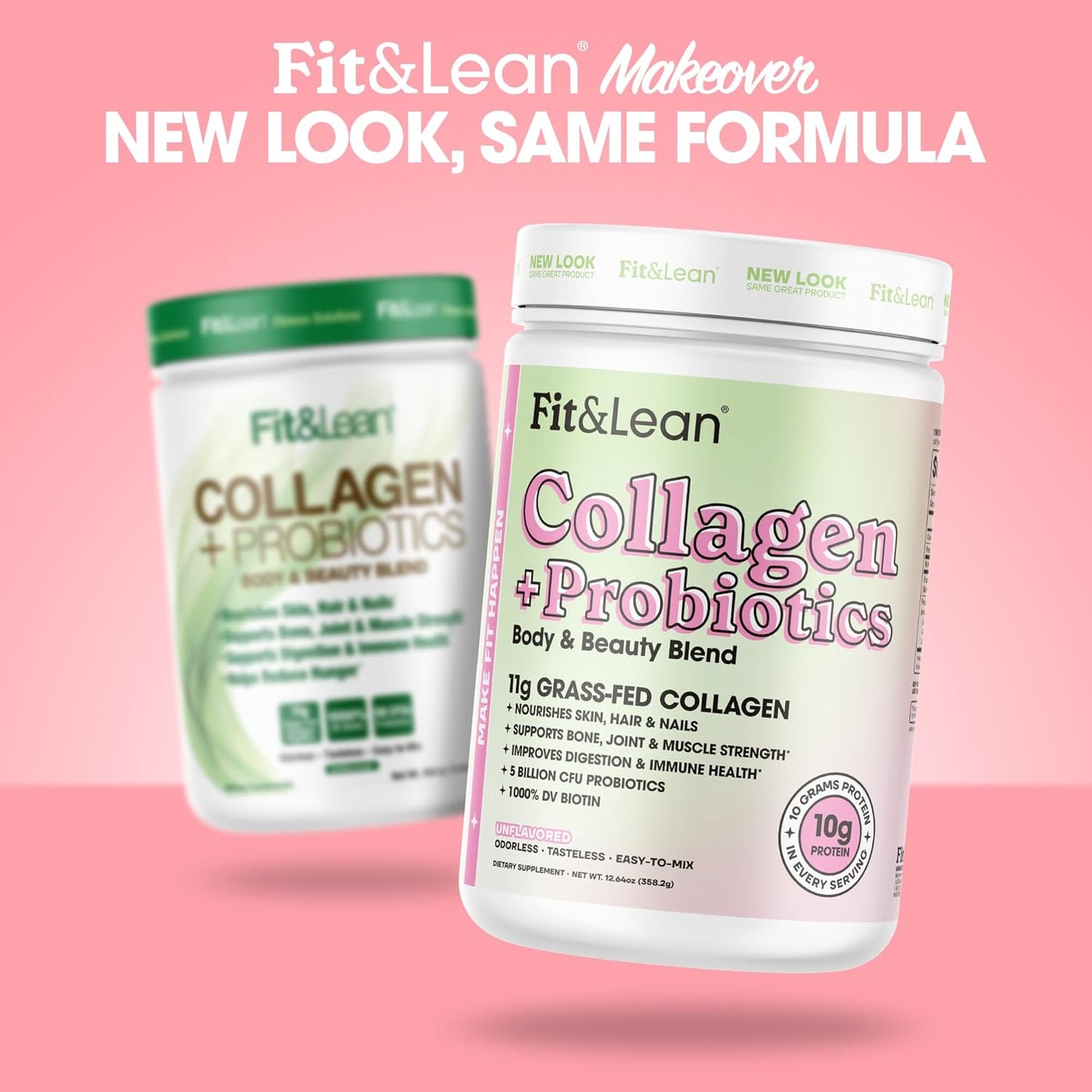 Grass-Fed Collagen Peptide Powder with Probiotics for a Lean and Fit Body, 12.64oz