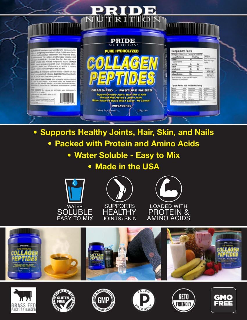 Grass Fed Collagen Peptides Powder - Hydrolyzed Protein Supplement for Skin, Hair, Joints, Nails - Paleo, Keto - GMO & Gluten Free