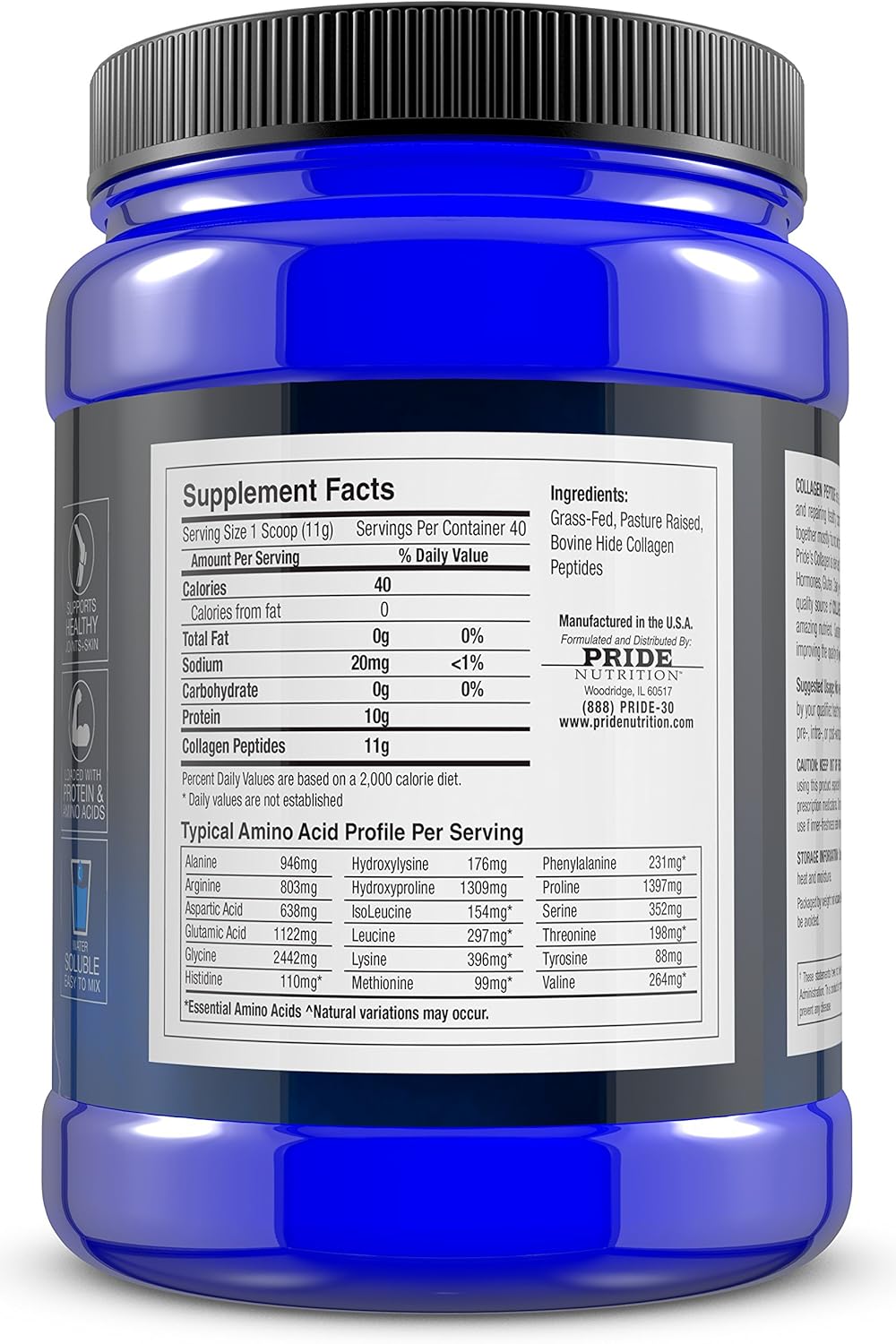 Grass Fed Collagen Peptides Powder - Hydrolyzed Protein Supplement for Skin, Hair, Joints, Nails - Paleo, Keto - GMO & Gluten Free