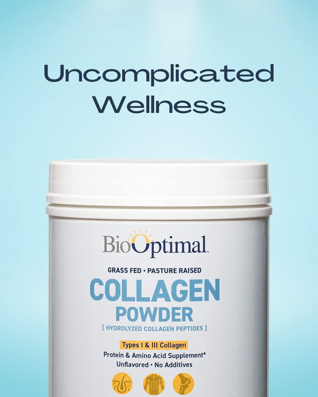 Grass-Fed Collagen Peptides Powder for Skin, Hair, & Nails - Non-GMO Protein Supplement (45 Servings)